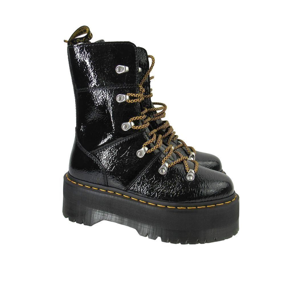 DR. MARTENS WOMEN'S GHILANA MAX DISTRESSED PATENT LEATHER PLATFORM BOOTS SZ 6